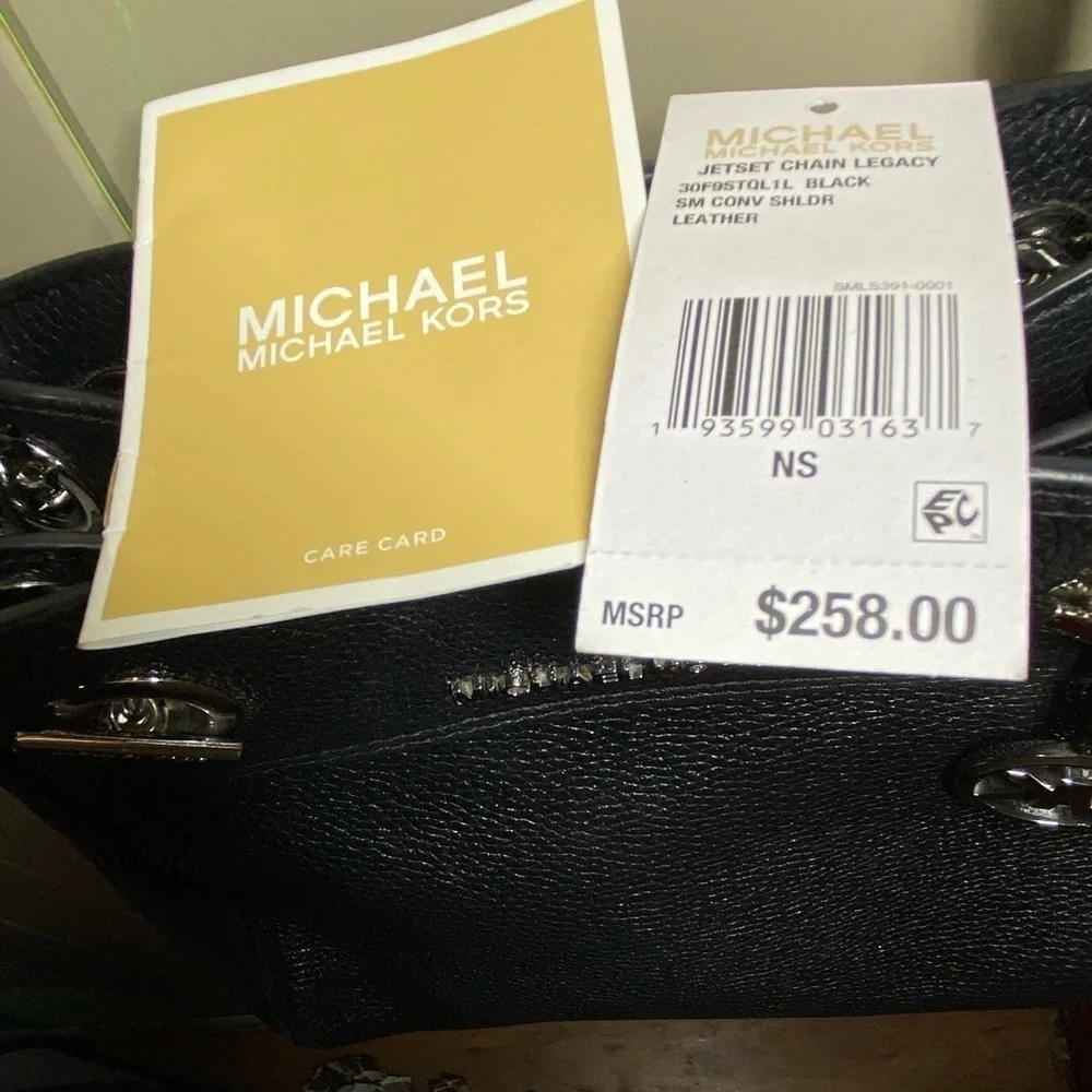 Michael Kors Pebbled Leather Chain Bag Black
